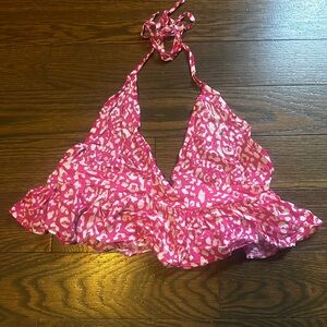 Pink Leopard Print Halter Top